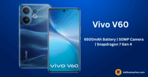 Vivo V60 smartphone in blue color with शानदार डिस्प्ले, दमदार कैमरा और पावरफुल बैटरी