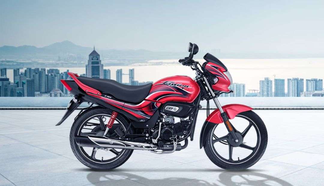 Hero Passion Plus Standard variant side view on road