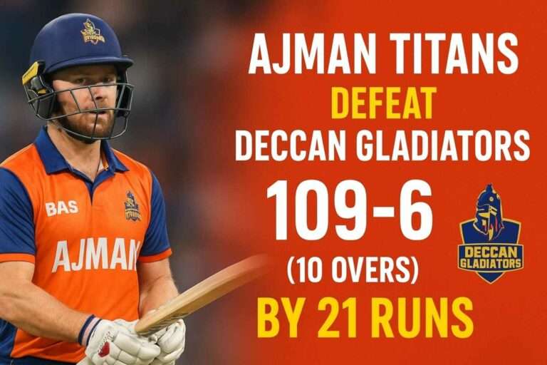 अजमान टाइटन्स का बेहतरीन प्रदर्शन: डीईजी को 21 रनों से हराया