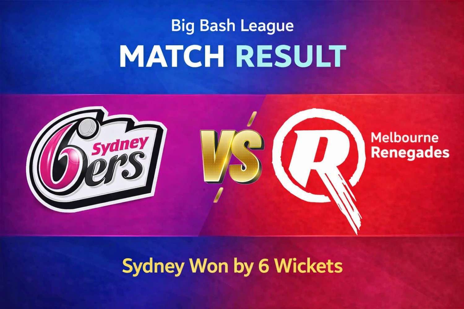 Sydney Sixers vs Melbourne Renegades
