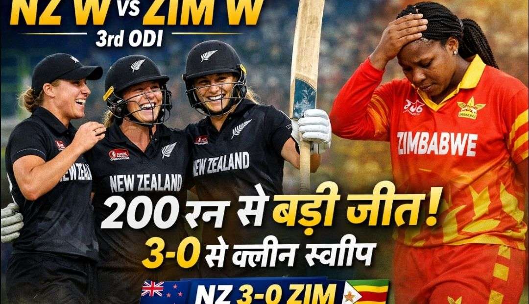 NZ W VS ZIM W 3rd ODI Match Hindi
